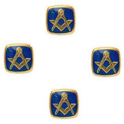 David Van Hagen Masonic Set of 4 Shirt Studs - Blue/Gold