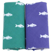 David Van Hagen Novelty Fish Handkerchief Set - Green/Blue