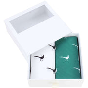 David Van Hagen Novelty Pheasant Handkerchief Set - White/Green