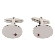 David Van Hagen Oval Ruby Cufflinks - Silver/Red