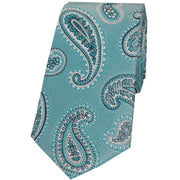 David Van Hagen Paisley Luxury Woven Silk Tie - Turquoise Green