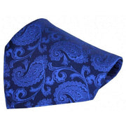 David Van Hagen Paisley Woven Silk Pocket Square - Royal Blue
