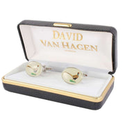 David Van Hagen Pheasant Cufflinks - Cream/Silver