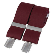 David Van Hagen Plain 35mm Clip Braces - Burgundy/Silver