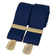 David Van Hagen Plain 35mm Clip Braces - Navy/Gold