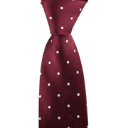 David Van Hagen Polka Dot Tie - Burgundy/White