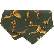 David Van Hagen Silk Twill Flying Pheasants Cravat - Green
