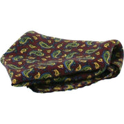 David Van Hagen Small Paisley Silk Pocket Square - Wine