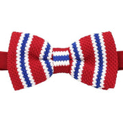 David Van Hagen Striped Knitted Polyester Bow Tie - Red/White/Blue