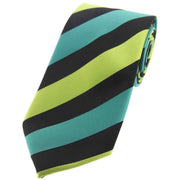 David Van Hagen Striped Polyester Tie - Green/Black
