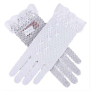 Dents Cotton Crochet Gloves - White