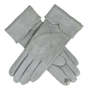 Dents Embroidered Touchscreen Faux Suede Gloves - Dove Grey