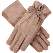 Dents Laura Strap Detail Suede Gloves  - Oatmeal Cream