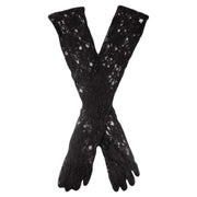 Dents Long Lace Evening Gloves - Black