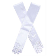 Dents Long Satin Elbow Length Evening Gloves - White