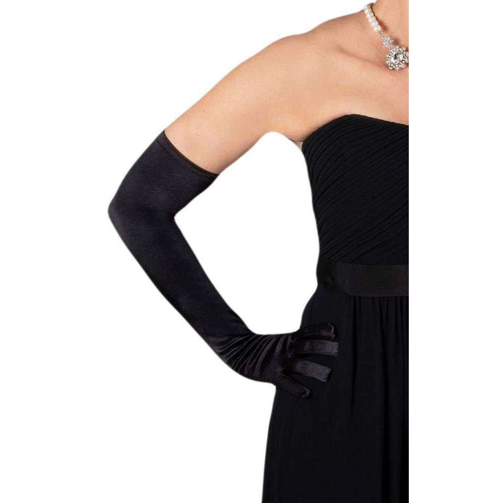 Dents Long Satin Shoulder Length Evening Gloves - Black Dents Long Satin Shoulder Length Evening Gloves - Black