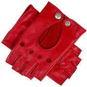 Dents Paris Hairsheep Leather Half Finger Driving Gloves - Berry Red
