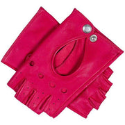 Dents Paris Hairsheep Leather Half Finger Driving Gloves - Fuchsia Pink