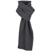 Dents Plain Ribbed Knitted Scarf - Charcoal