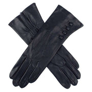 Dents Rose Silk Lined Leather Gloves - Navy