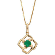 Elements Gold Cut Out Flower Emerald Pendant - Yellow Gold/Green