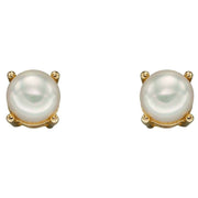 Elements Gold June Birthstone Stud Earrings - Pearl White/Gold