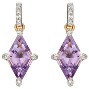 Elements Gold Kite Shaped Amethyst Earrings - Puprle/Gold