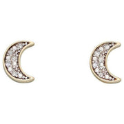 Elements Gold Moon Diamond Stud Earrings - Gold/Silver