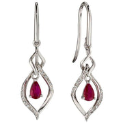 Elements Gold Open Marquise Ruby and Diamond Earrings - Red/White Gold