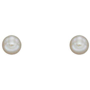 Elements Gold Pearl 3mm Stud Earrings - White