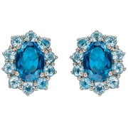 Elements Gold Sparkle London Topaz Earrings - Blue/White Gold