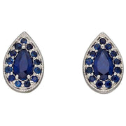 Elements Gold Teardrop Sapphire Earrings - Silver/Blue