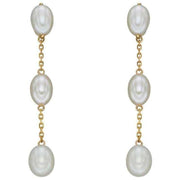 Elements Gold Tier Drop Freshwater Pearl Earrings - Yellow Gold