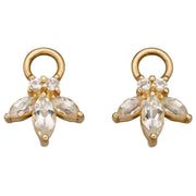 Elements Gold Topaz Flower Navette Earring Charm - Gold/Clear