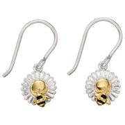 Elements Silver Bee and Flower Earrings - Silver/Gold