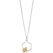 Elements Silver Bee and Honeycomb Pendant - Silver/Gold