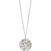 Elements Silver Butterfly and Flower Pendant - Silver/Rose Gold