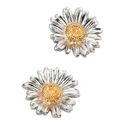 Elements Silver Daisy Stud Earrings - Silver/Gold