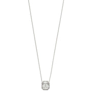 Elements Silver Elonged Octagon Clear Crystal Necklace - Silver/Clear