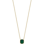 Elements Silver Elonged Octagon Emerald Crystal Necklace - Gold/Green