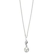 Elements Silver Freshwater Pearl Twisted Pendant - Silver/White