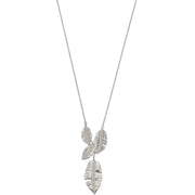 Elements Silver Multi Leaf Drop Necklace - Silver