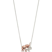 Elements Silver Mum and Baby Elephant Pendant - Silver/Rose Gold