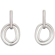 Elements Silver Organic Double Link Earrings - Silver