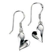 Elements Silver Polished Heart Drop Earrings - Silver