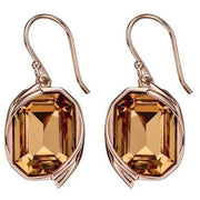 Elements Silver Swarovski Ribbon Detail Earrings - Rose Gold/Gold
