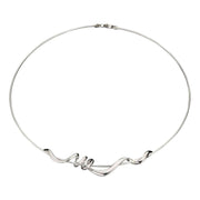 Elements Silver Twisted Design Torque Necklace - Silver