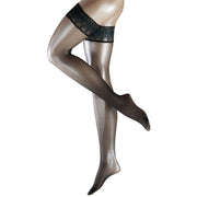 Falke Lunelle 8 Denier Ultra-Transparent Shimmer Stay Up Stockings - Black