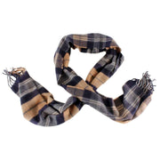 Fraas Checked Scarf - Camel Beige/Navy
