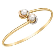 KJ Beckett Knot and Pearl Flexible Bangle - Gold/Silver/Rose Gold
